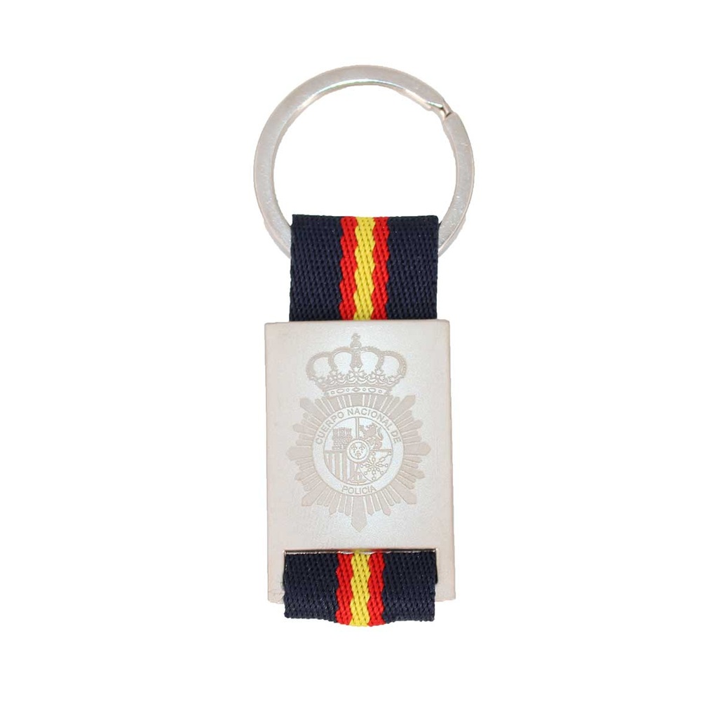 LLAVERO POLICIA NACIONAL METALICO CENTRO BANDERA ESPAÑA MARINO