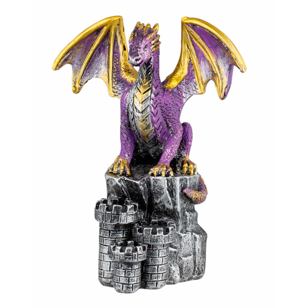 FIGURA RESINA DRAGON CASTILLO 11.5 CM MORADO