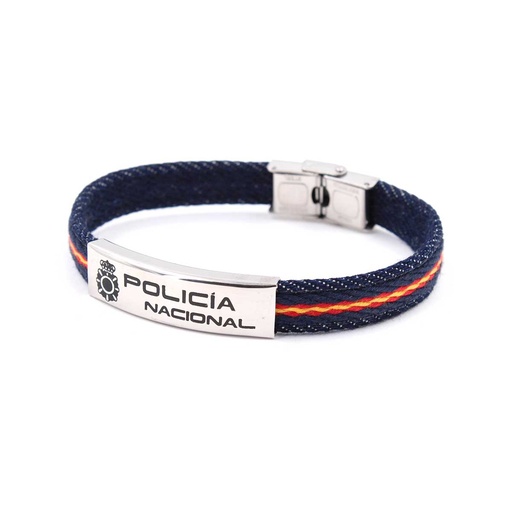 [2108546-PN] PULSERA ESPAÑA LONA CENTRO METALICO POLICIA NACIONAL