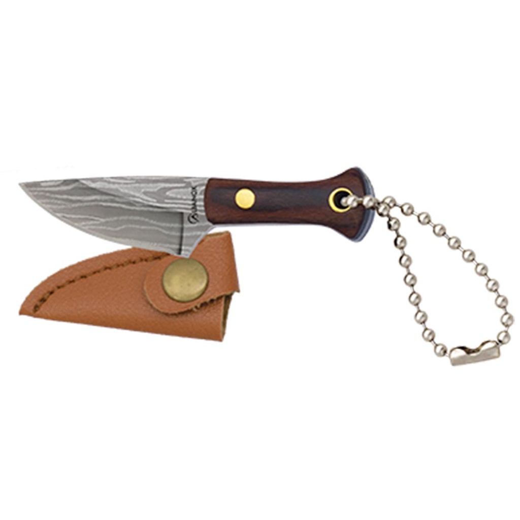 CUCHILLO ALBAINOX MINI DAMASCO C/FUNDA MADERA