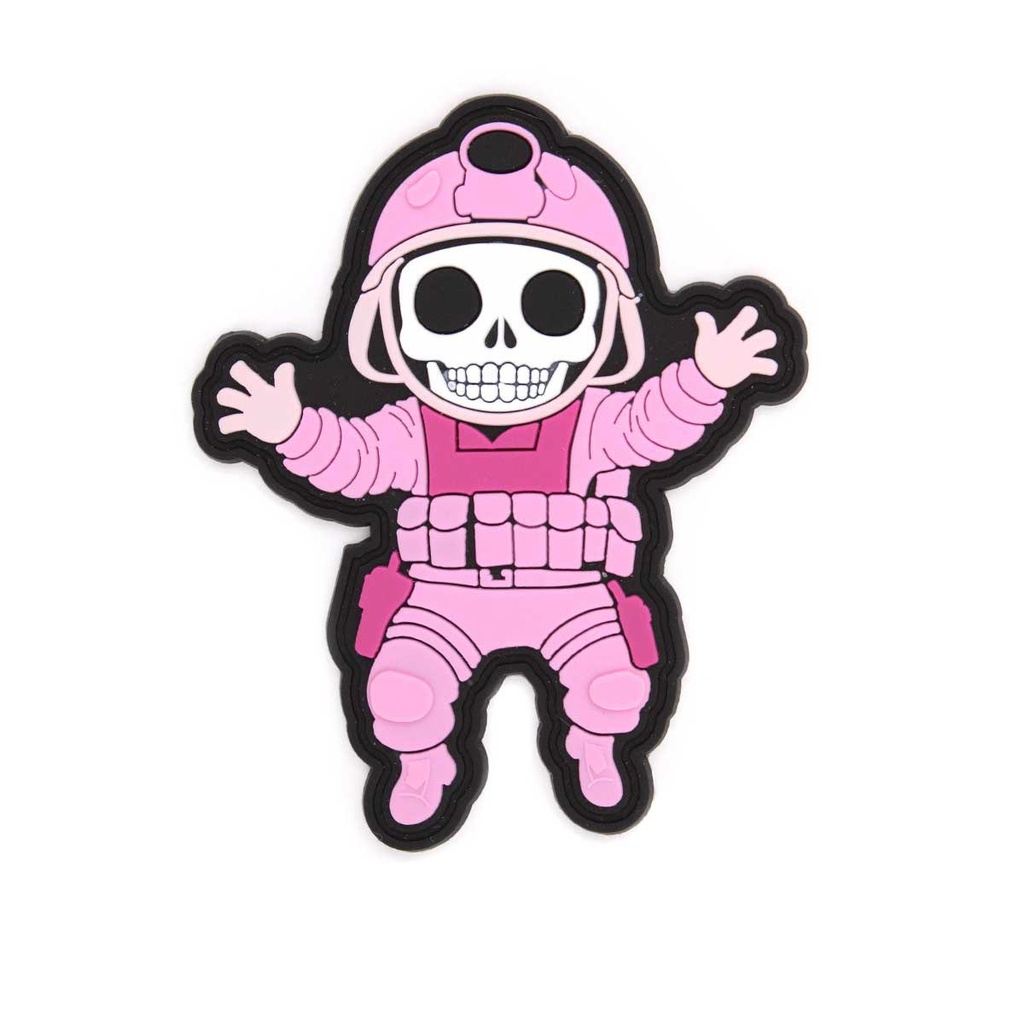 PARCHE IMMORTAL PVC 3D ESQUELETO MILITAR ROSA