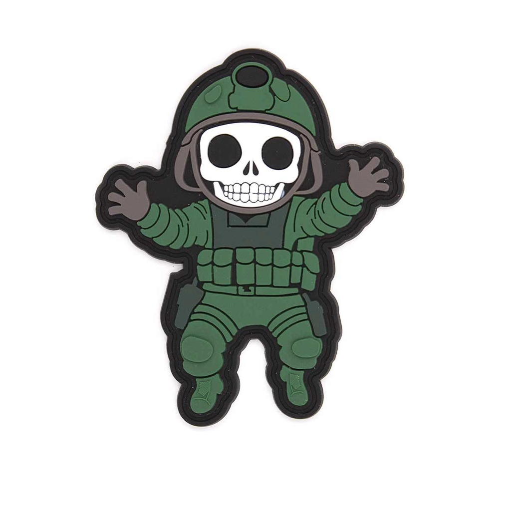 PARCHE IMMORTAL PVC 3D ESQUELETO MILITAR VERDE