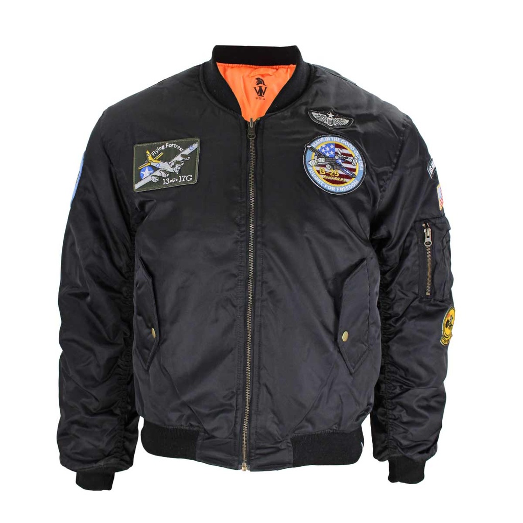 CAZADORA BOMBER IMMORTAL PARCHES NEGRA