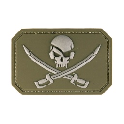 [16832201] PARCHE PVC PIRATA SKULL SABLES MILTEC VERDE