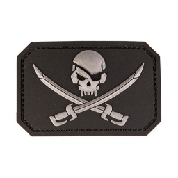 [16832202] PARCHE PVC PIRATA SKULL SABLES MILTEC NEGRO-GRIS