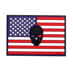 [V4441305029] PARCHE PVC 3D CALAVERA CUADRADO BANDERA USA