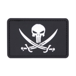 [V4441305319] PARCHE PVC 3D PUNISHER PIRATA SABLES NEGRO-BLANCO