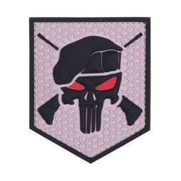 [V4441305331] PARCHE PVC 3D PUNISHER COMMANDO OJOS ROJOS GRIS
