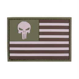 [V4441305338] PARCHE PVC 3D PUNISHER BANDERA AMERICANA VERDE-MARRON