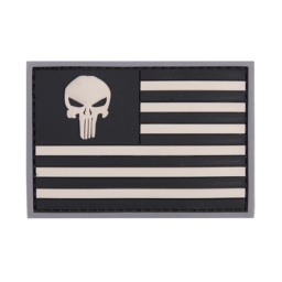 [V4441305339] PARCHE PVC 3D PUNISHER BANDERA AMERICANA NEGRO-BLANCO