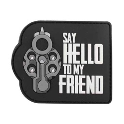 [V4441307241] PARCHE PVC 3D REVOLVER SAY HELLO TO MY FRIEND NEGRO