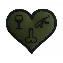 [V4441307268] PARCHE PVC 3D CORAZON COPA FUSIL PENE VERDE