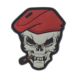 [V4441803831] PARCHE PVC 3D CALAVERA BOINA PURO BLANCO-ROJO