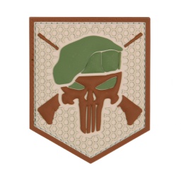 [V4441305333] PARCHE PVC 3D PUNISHER COMMANDO OJOS VERDES TAN