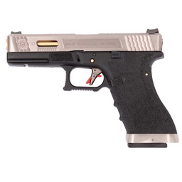 [WE-G001WET-3] PISTOLA WE G17 CUSTOM-3 FULL METAL NEGRA-PLATA
