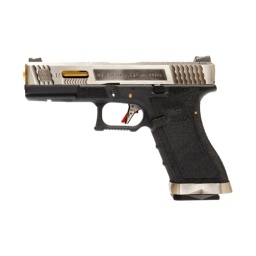 [WEG001WET-3] PISTOLA WE G17 CUSTOM-3 FULL METAL NEGRA/PLATA
