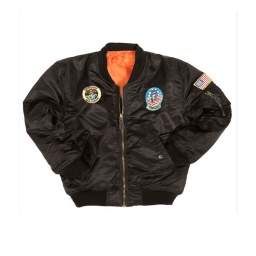 CAZADORA BOMBER NIÑO PARCHES NEGRA