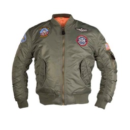 CAZADORA BOMBER NIÑO PARCHES VERDE