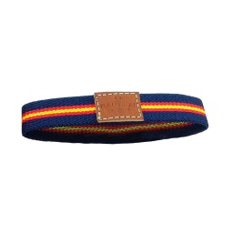 [88612-NVBL/70713] PULSERA ESPAÑA ELASTICA NAUTICAL CUADRADO CUERO MARINO