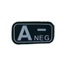 [AZ6234/V4441003507] PARCHE PVC GRUPO SANGUINEO A- NEGRO