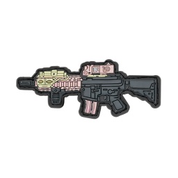 [08228] PARCHE PVC BARBARIC FUSIL GRIS-ROSA