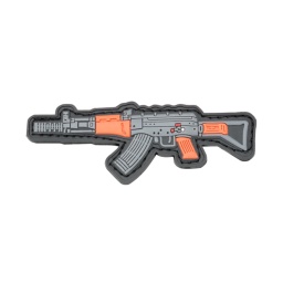 [08227] PARCHE PVC BARBARIC FUSIL GRIS-NARANJA