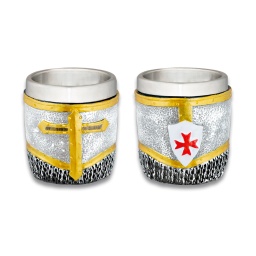 [39075] VASO CHUPITO RESINA TEMPLARIO CRUZ GRIS/AMARILLO