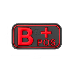 [AZ7088] PARCHE PVC GRUPO SANGUINEO B POSITIVO NEGRO-ROJO
