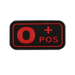 [AZ7082] PARCHE PVC GRUPO SANGUINEO O POSITIVO NEGRO-ROJO