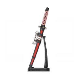 [32482] KATANA MINI TOLE10 4.5CM C/PEANA NEGRA-ROJA
