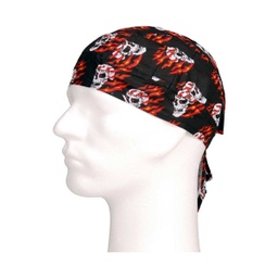 [V219270-323] BANDANA GORRO CABEZA CALAVERAS FUEGO NEGRA-ROJA