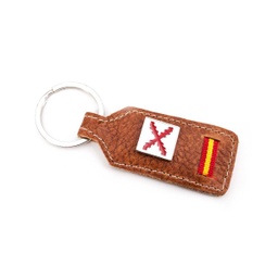 [111608] LLAVERO BORGOÑA CUERO CHAPA RECTANGULAR MARRON