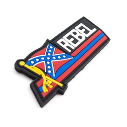 [V4441103536] PARCHE PVC 3D REBEL NEGRO-ROJO