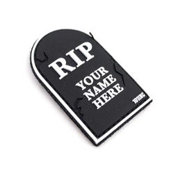 [V4441305140] PARCHE PVC 3D RIP YOUR NAME HERE NEGRO-BLANCO