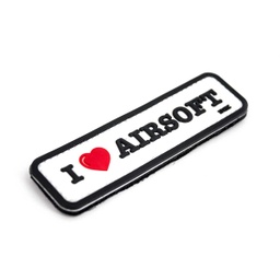 [V4441304080] PARCHE PVC 3D I LOVE AIRSOFT BLANCO-NEGRO