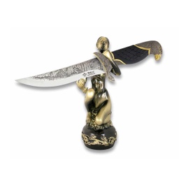 [31514] CUCHILLO ALBAINOX SIRENITA MANGO AGUILA NEGRO-AMARILLO