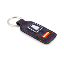 [131342] LLAVERO CUERO ESPAÑA POLICIA NACIONAL CHAPA RECTANGULAR MARINO
