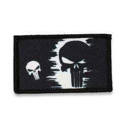 [08274] PARCHE BARBARIC 4.2 X 7 CM PUNISHER NEGRO/BLANCO