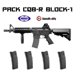 [PACKBLOCK1-4-BQ] PACK FUSIL MARUI M4 CQB-R BLOCK.1 GAS NEGRO Y 4 CARGADORES