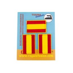 [181001] PARCHE BANDERA ESPAÑA BORDADO MEDIANO 3PCS LISO