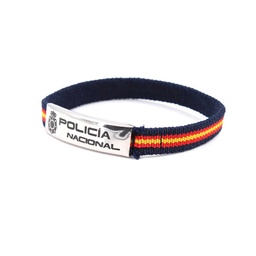 [2108545-PN] PULSERA ESPAÑA ELASTICA CENTRO METALICO POLICIA NACIONAL