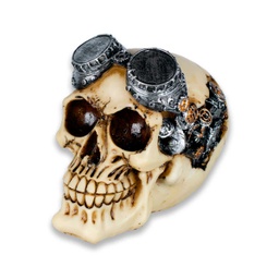 [39378] CABEZA RESINA CALAVERA GAFAS GRIS-AMARILLA