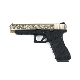 [WE-G008BOX-FP] PISTOLA WE G34 ETCHED FULL METAL DORADO NEGRA