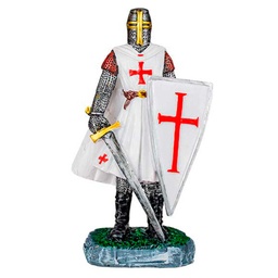 [39540] FIGURA TEMPLARIO ESPADA Y ESCUDO 30 CM BLANCO