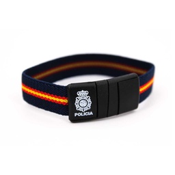 [2108535-PN] PULSERA ELASTICA CIERRE PVC POLICIA NACIONAL AZUL