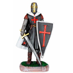[39529] FIGURA TEMPLARIO ESPADA Y ESCUDO 12 CM NEGRO