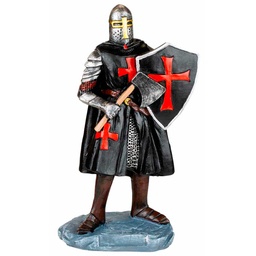[39527] FIGURA TEMPLARIO HACHA Y ESCUDO 18 CM NEGRA