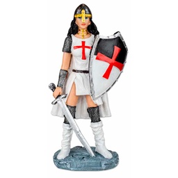 [39518] FIGURA TEMPLARIA ESPADA Y ESCUDO 18 CM BLANCO