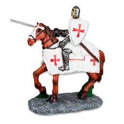 [39549] CABALLO TEMPLARIO MARRON 20 CM LANZA