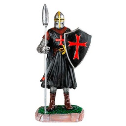 [39541] FIGURA RESINA TEMPLARIO LANZA ESCUDO 30 CM NEGRA